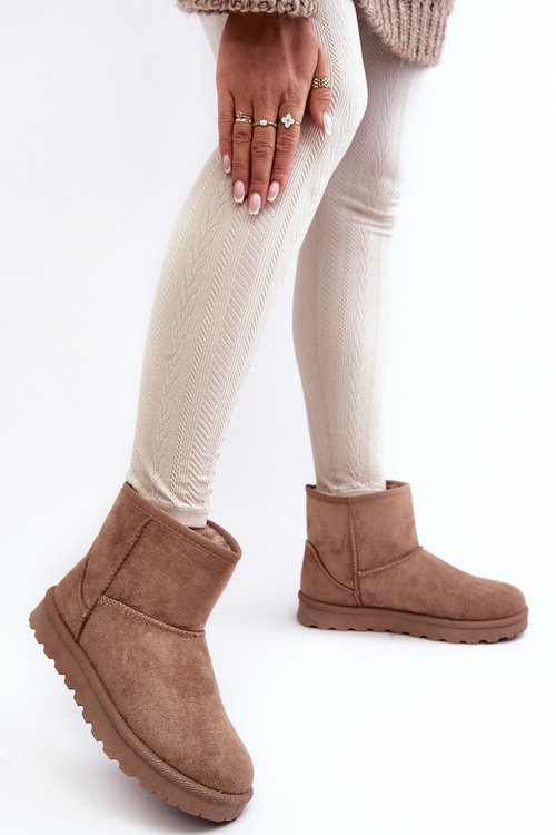 Women's Suede Snow Boots Padded Beige Nanga