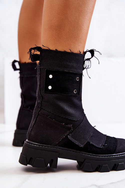 High Workers Booties On A Zipper Black Nerisa