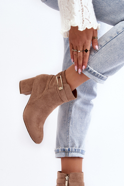 Women's Low Heel Boots Beige Verice