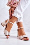 Leather Sandals On High Heel Beige Lorisa