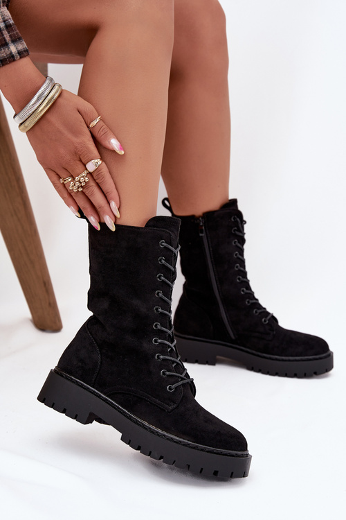 Women's Workery Boots Lined Black Marvielle