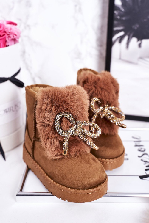 Children's Snow Boots Insulated With Fur Suede Camel Amelia
