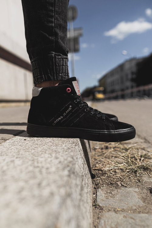 Men's Sneakers Cross Jeans High Leather Suede Black EE1R4057C