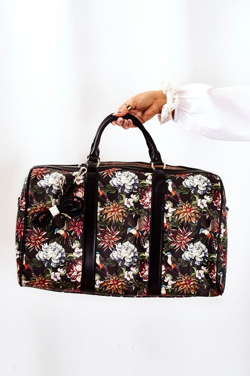 Torba Podróżna Duża NOBO Kwiaty Czarna M3150-CM20