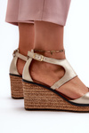 Women's Leather Wedge Sandals Maciejka 06657-25 Gold