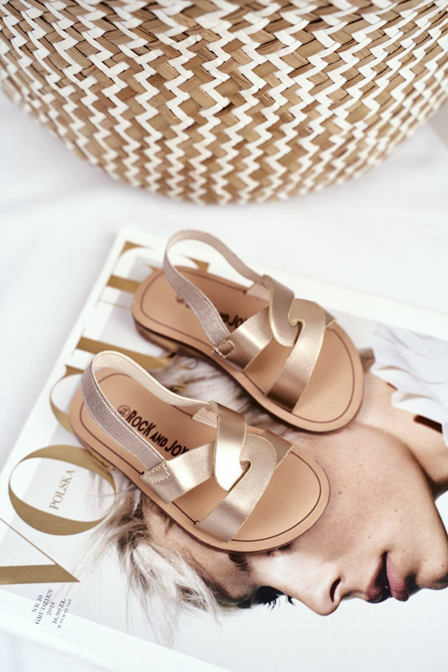 Children's Sandals With Drawstring Gold Bambino