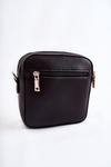 Leather Messenger Bag W Pattern GOE ZNJ012 Black and White