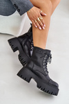 Warm Leather Ankle Boots Workers For Women With Zirconia GOE OO2N4125 Black