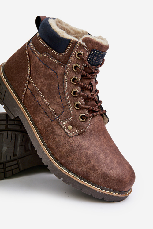 Insulated men's boots made of eco leather brown Venredia