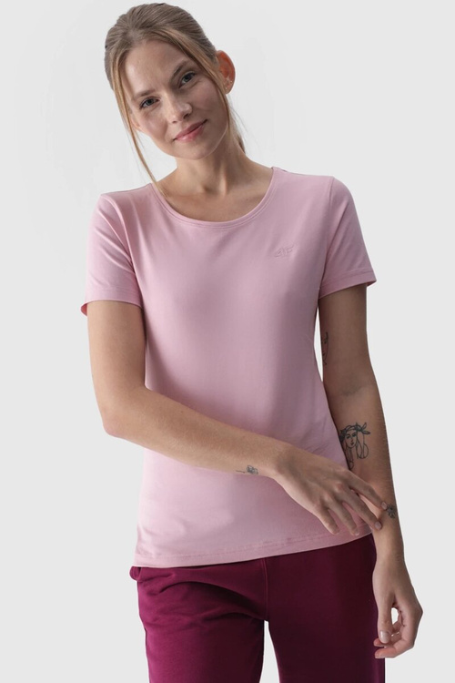 Women's Plain T-Shirt With Logo Pink 4F 4FWMM00TTSHF1845-56S
