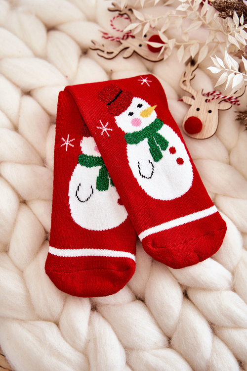 Children's Thermoactive Christmas Socks snowman Red