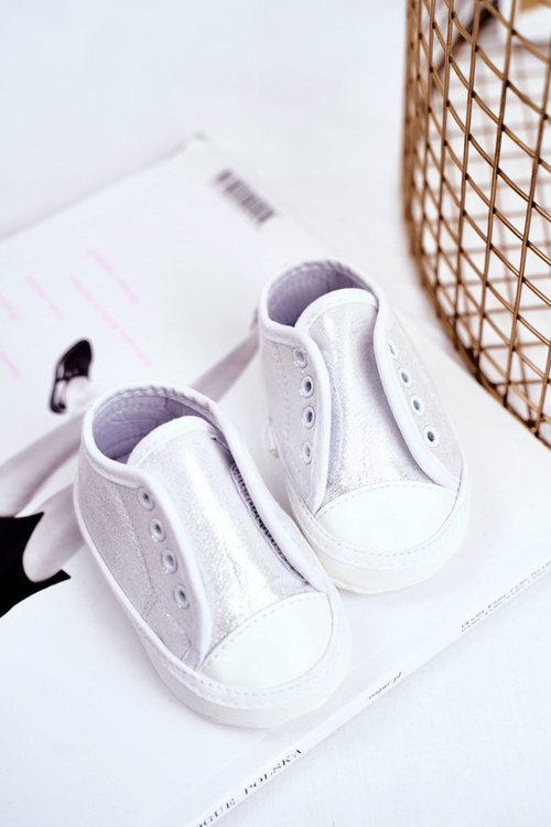 Children's Sneakers With Brocade Baptism Silver Milley