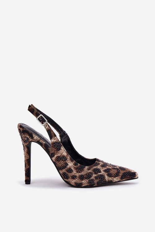 Embellished High Heels Leopard Beige-Black Kemonia