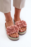 Women's Platform Sandals Adorned with Flowers Pink Nodina