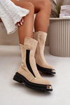 Suede Insulated Boots On Flat Heel Light Beige Palimra
