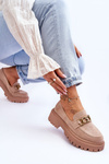 Women's Suede Platform Loafers Beige Larey