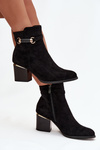 Women's insulated ankle boots with heel with decorative strap Black Galissa