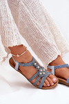 Women's Flat Sandals With Woven Straps Blue Artiker 56C1325