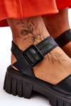 Women's Leather Flat Sandals Black Dean