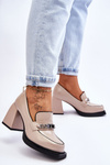 Comfortable Pumps On Massive Heels Beige Julien