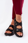 Women Sandals With Decorative Details On Velcro Black Zoliner