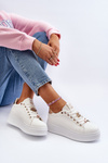 Women's platform sneakers with white embellishments Herbisa