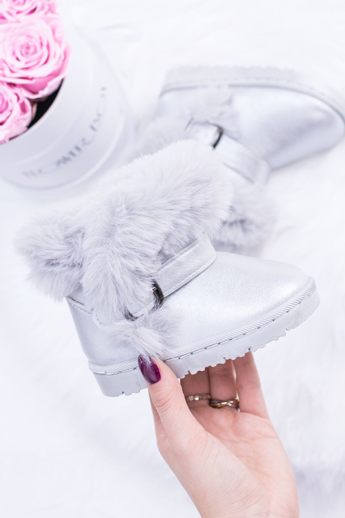 Children's Insulated Snow Boots With Fur Silver JellyBeans
