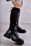 Women's Boots With Socks On Flat Heels Black Verano