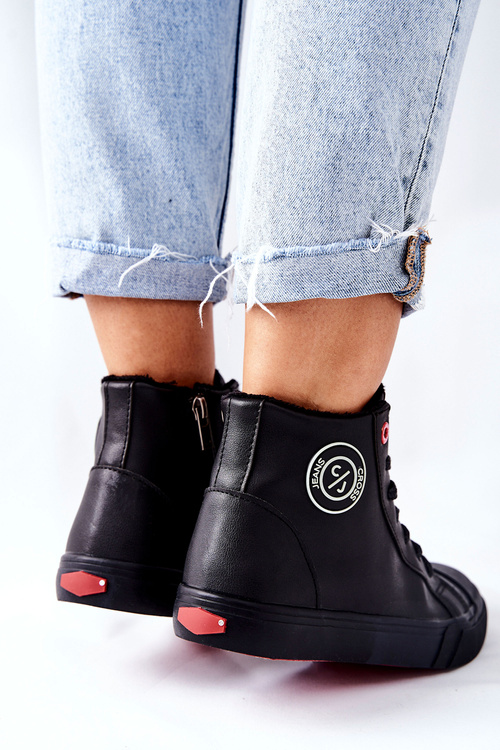 Damskie Ocieplane Trampki Cross Jeans Wysokie Czarne II2R4009C