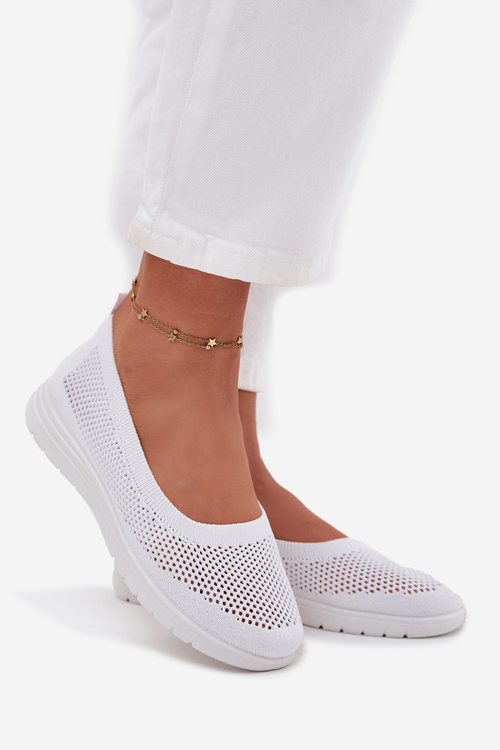 Ladies Mesh Ballet Flats In Sporty Style White Virella