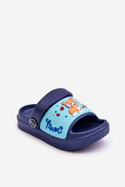 Light Children's Slides Sandals With Animal Motif navy blue Rico