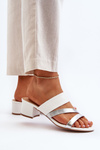 Women's Low Heel White Mules Rosila