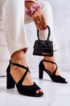 Suede Sandals On A Bar Black Lorita 