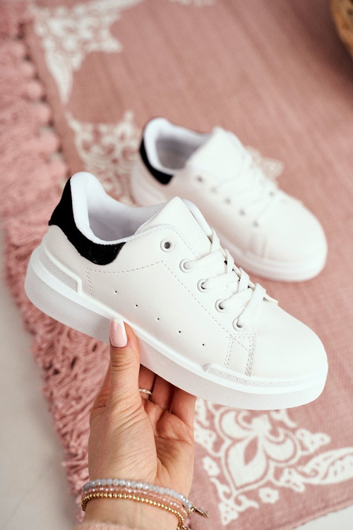 Dziecięce Sportowe Buty Sneakersy Biało-Czarne Bilbo