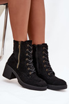 Insulated Women's Ankle Boots with Laces and Zippers Black Paressa