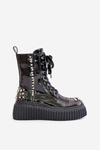 Lacquered Ankle Boots With Decoration On Platform D&A MR880-079 Black