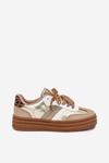 Womens Platform Sneakers With Double Lacing Leopard Gold Studs