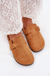 Ladies Clogs and On Cork Platform With Buckle Camel Klarae
