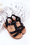 Children's Sandals With Glitter Black Batilda