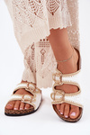 Crochet Women Slippers With Golden Buckles White Fenira