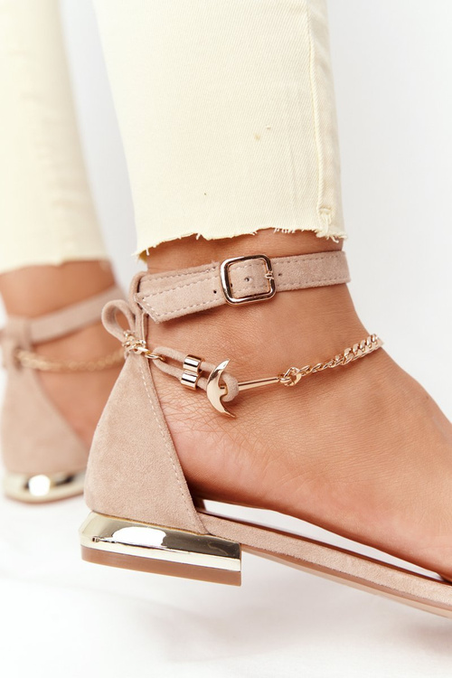 Sandals On Golden Heel Vinceza 21-17119 Beige