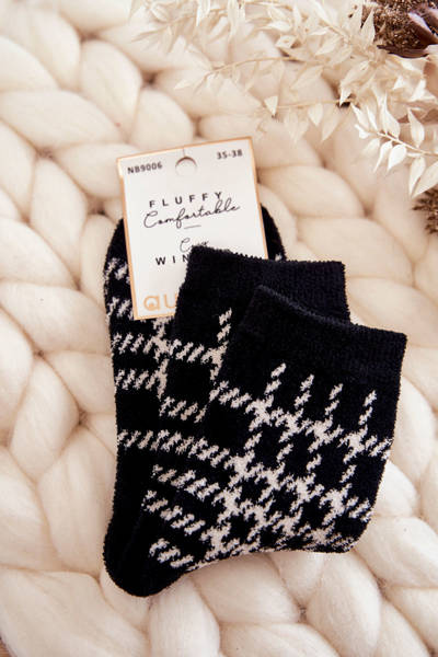 Women's warm socks lattice Black and white