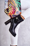leather boots on a post with a decorative belt Black Maresol