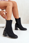 Women's Ankle Boots With Block Heel Made Of Eco Suede Black Naorita