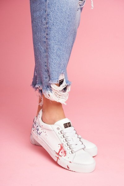 Women's Leather Sneakers White GOE FF2N3027