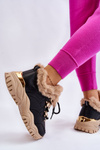 Women's Insulated Sports Boots Lace-Up Black and Beige Kerberos