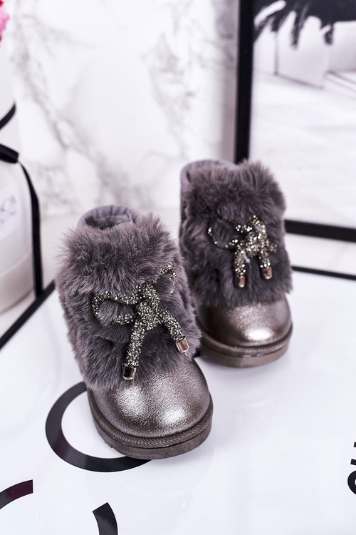 Children's Snow Boots Insulated With Fur Dark Grey Aurora