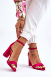Classic Suede Heel Sandals Fuchsia Amina