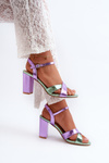 Eco Leather Sandals with Chunky Heel Purple Abilica