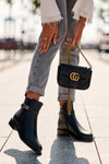 Women's Leather Boots With Straps Black Minks